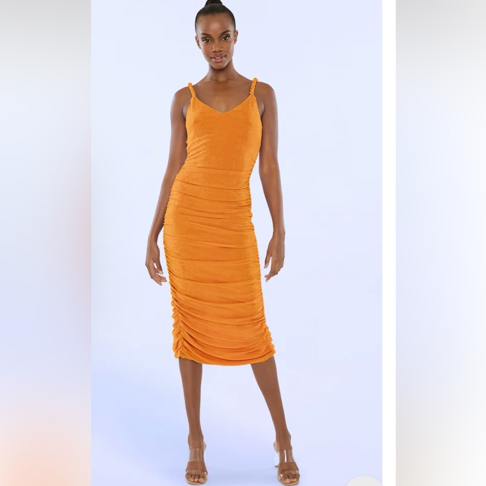 Likely Orange Twist Strap Dress